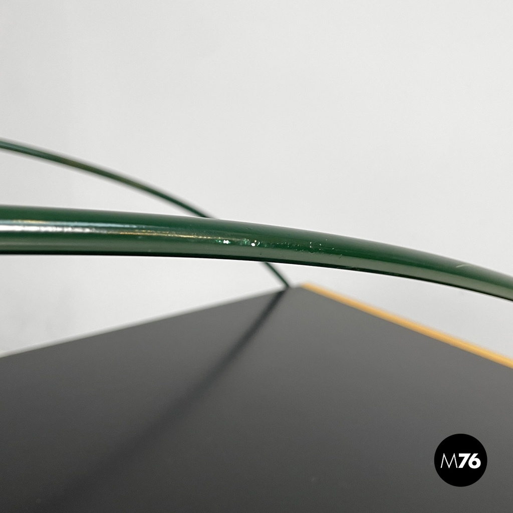 Italian post-modern cart black laminate shelves and green metal structure 1980s