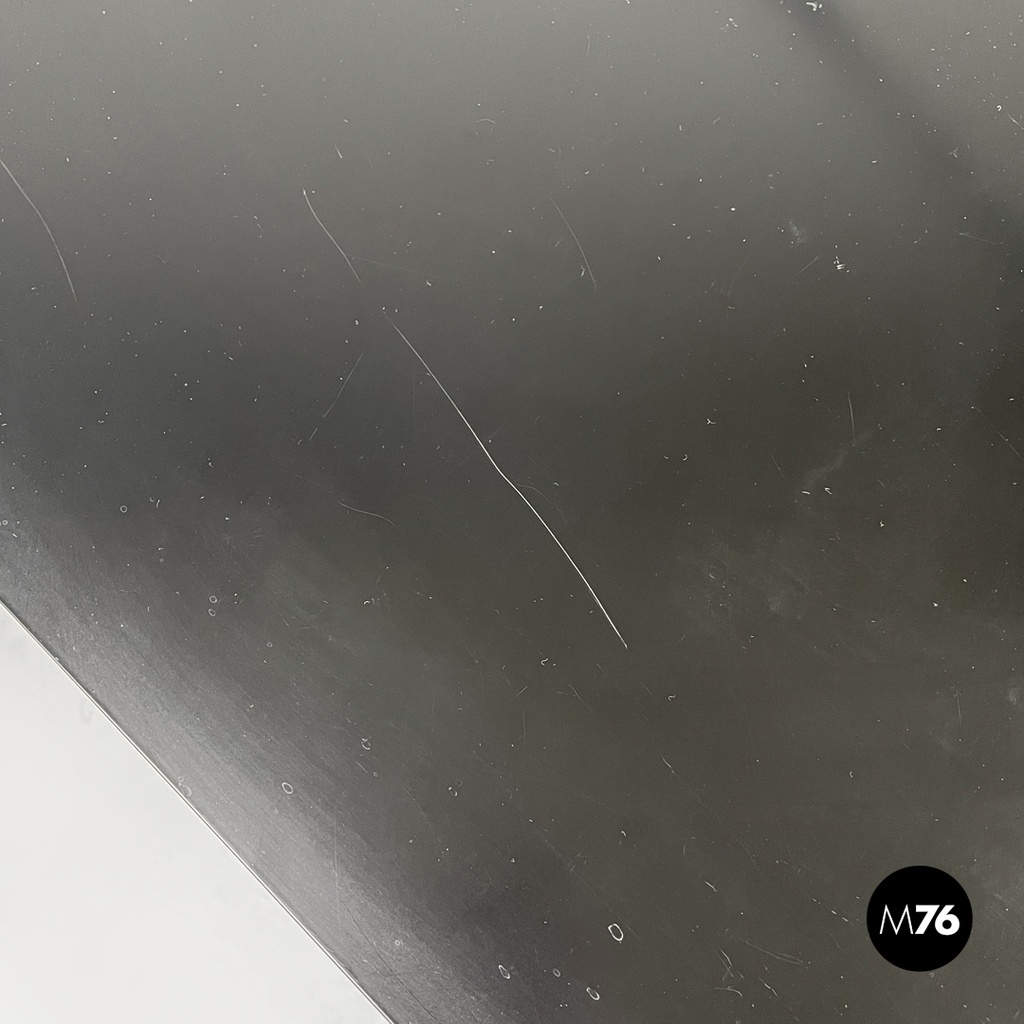 Italian post-modern cart black laminate shelves and green metal structure 1980s