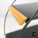 Italian post-modern cart black laminate shelves and green metal structure 1980s