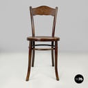 Austrian antique Mundus wooden chairs with elegant round decoration, early 1900s