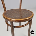 Austrian antique Mundus wooden chairs with elegant round decoration, early 1900s