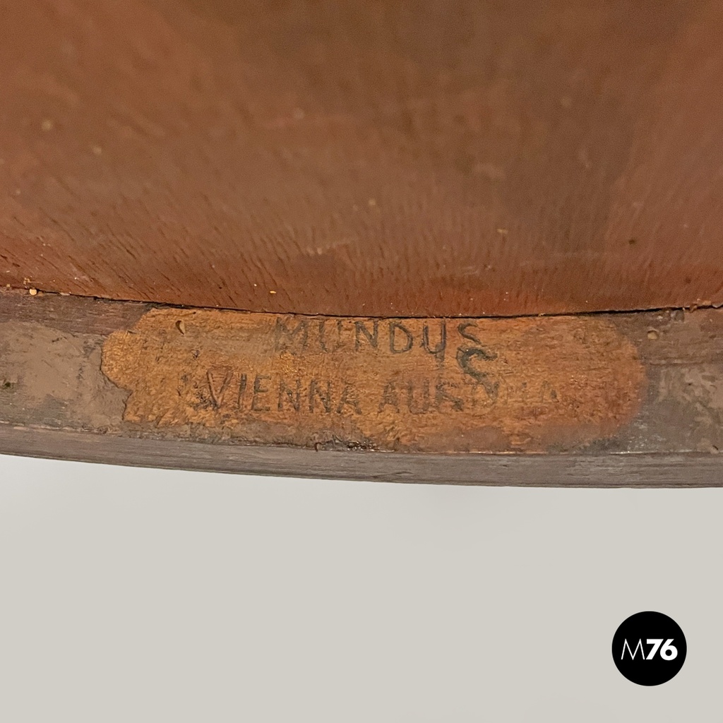 Austrian antique Mundus wooden chairs with elegant round decoration, early 1900s