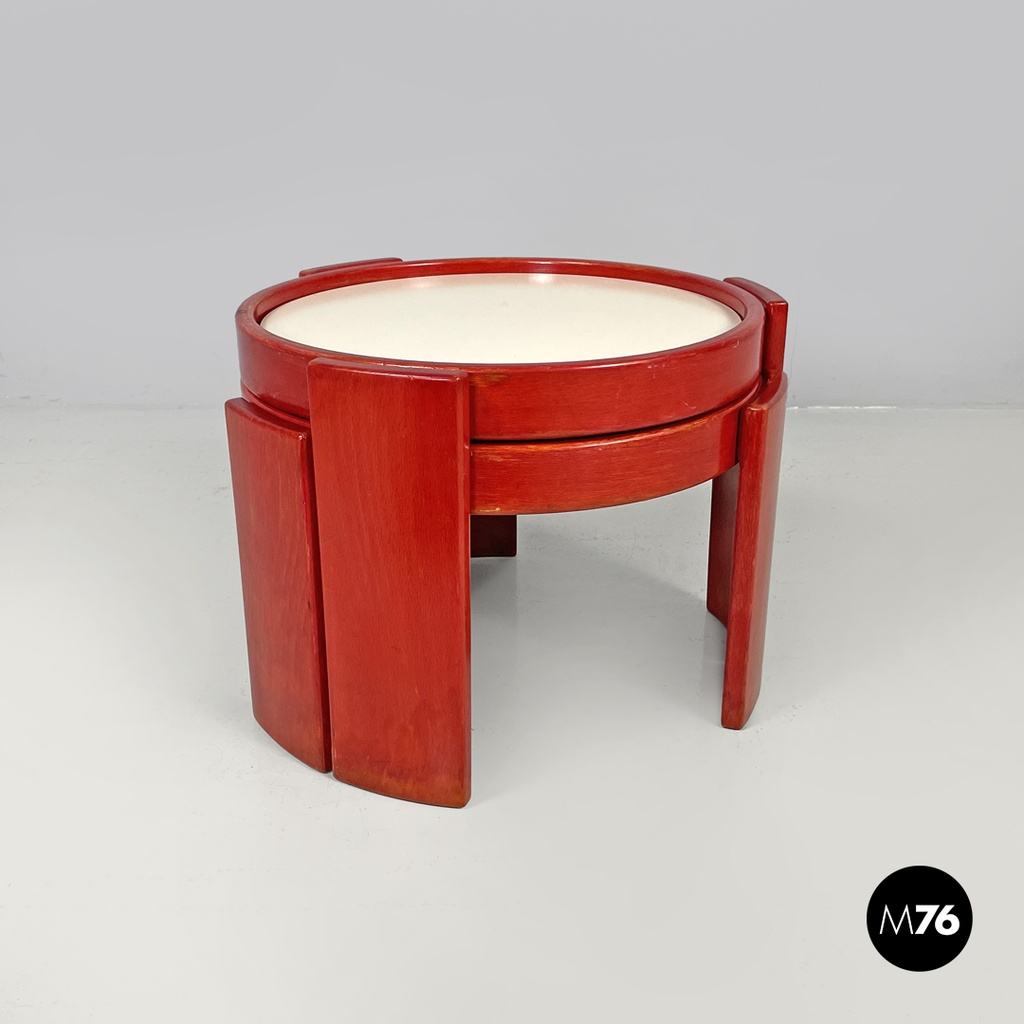 Italian modern stackable red white coffee table 780/783 Frattini Cassina, 1970s