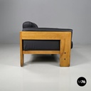 Italian mid-century modern black faux leather sofa Bastiano Scarpa Gavina 1960s