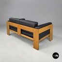 Italian mid-century modern black faux leather sofa Bastiano Scarpa Gavina 1960s