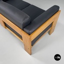 Italian mid-century modern black faux leather sofa Bastiano Scarpa Gavina 1960s