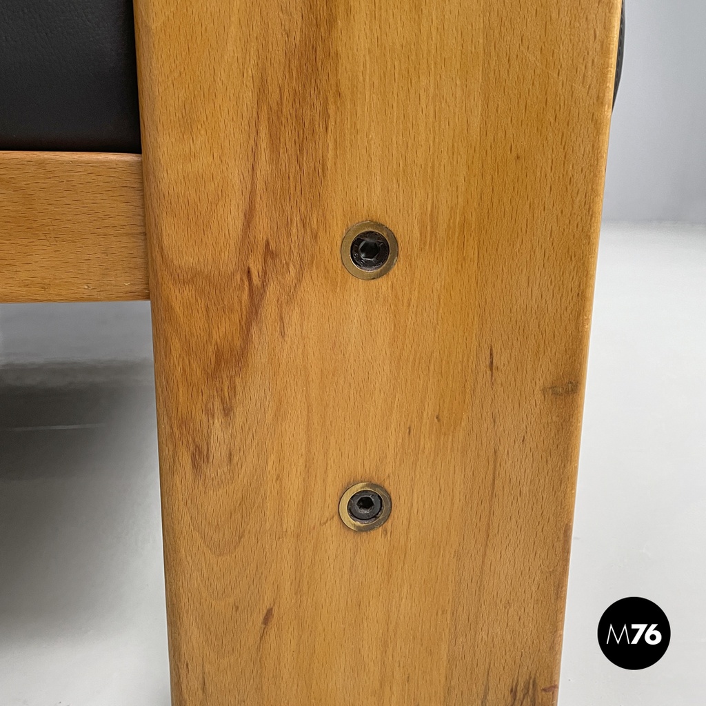 Italian mid-century modern black faux leather sofa Bastiano Scarpa Gavina 1960s