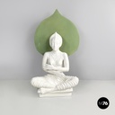 French modern white ceramic floor lamp with green leaf by Roche Bobois, 1980s 