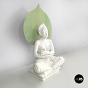 French modern white ceramic floor lamp with green leaf by Roche Bobois, 1980s 