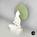 French modern white ceramic floor lamp with green leaf by Roche Bobois, 1980s 