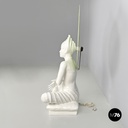 French modern white ceramic floor lamp with green leaf by Roche Bobois, 1980s 