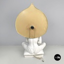 French modern white ceramic floor lamp with green leaf by Roche Bobois, 1980s 