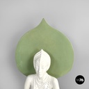 French modern white ceramic floor lamp with green leaf by Roche Bobois, 1980s 