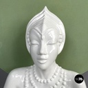 French modern white ceramic floor lamp with green leaf by Roche Bobois, 1980s 