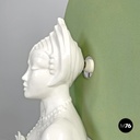 French modern white ceramic floor lamp with green leaf by Roche Bobois, 1980s 