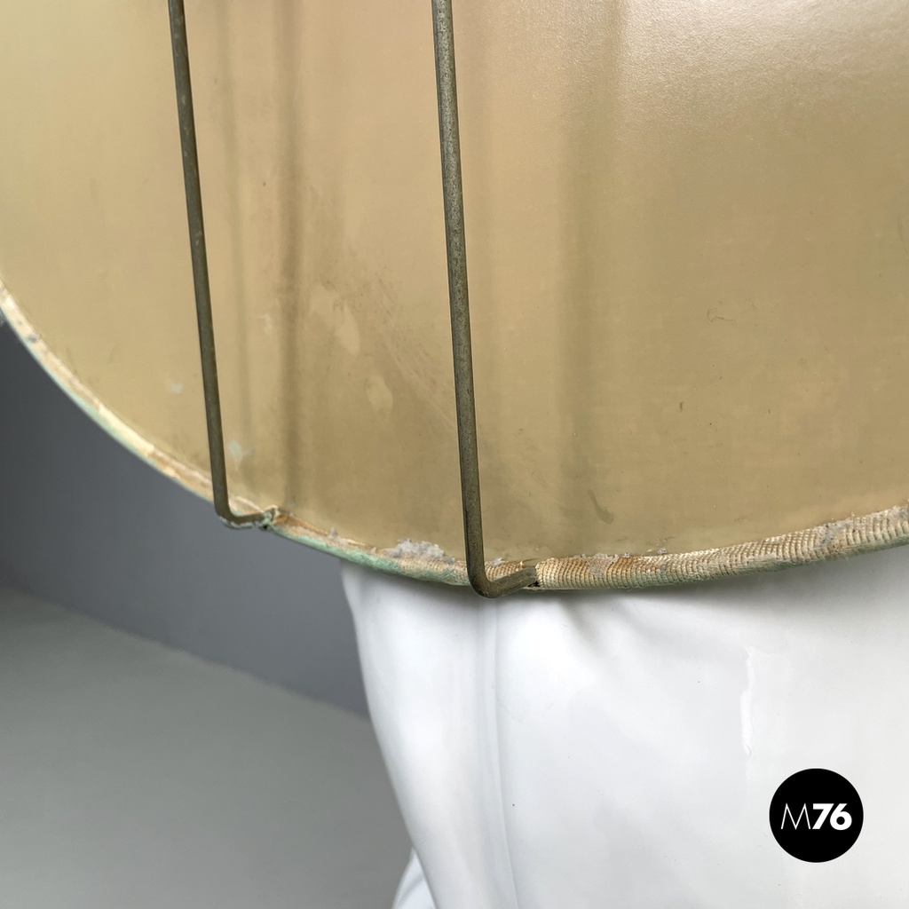 French modern white ceramic floor lamp with green leaf by Roche Bobois, 1980s 