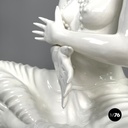 French modern white ceramic floor lamp with green leaf by Roche Bobois, 1980s 