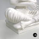 French modern white ceramic floor lamp with green leaf by Roche Bobois, 1980s 