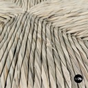 Italian mid-century modern stool in red wood and straw, 1970s