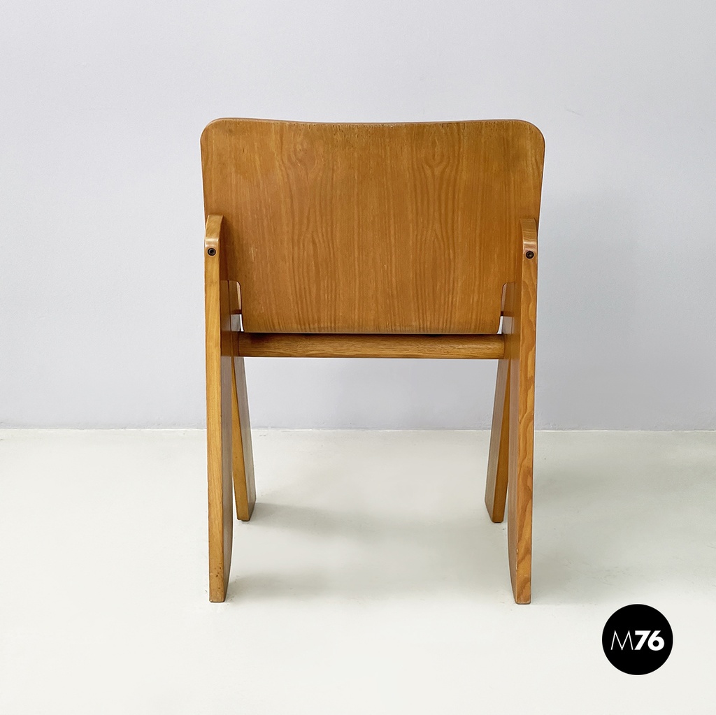 Italian modern Light wood Chairs Peota by Gigi Sabadin, 1970s