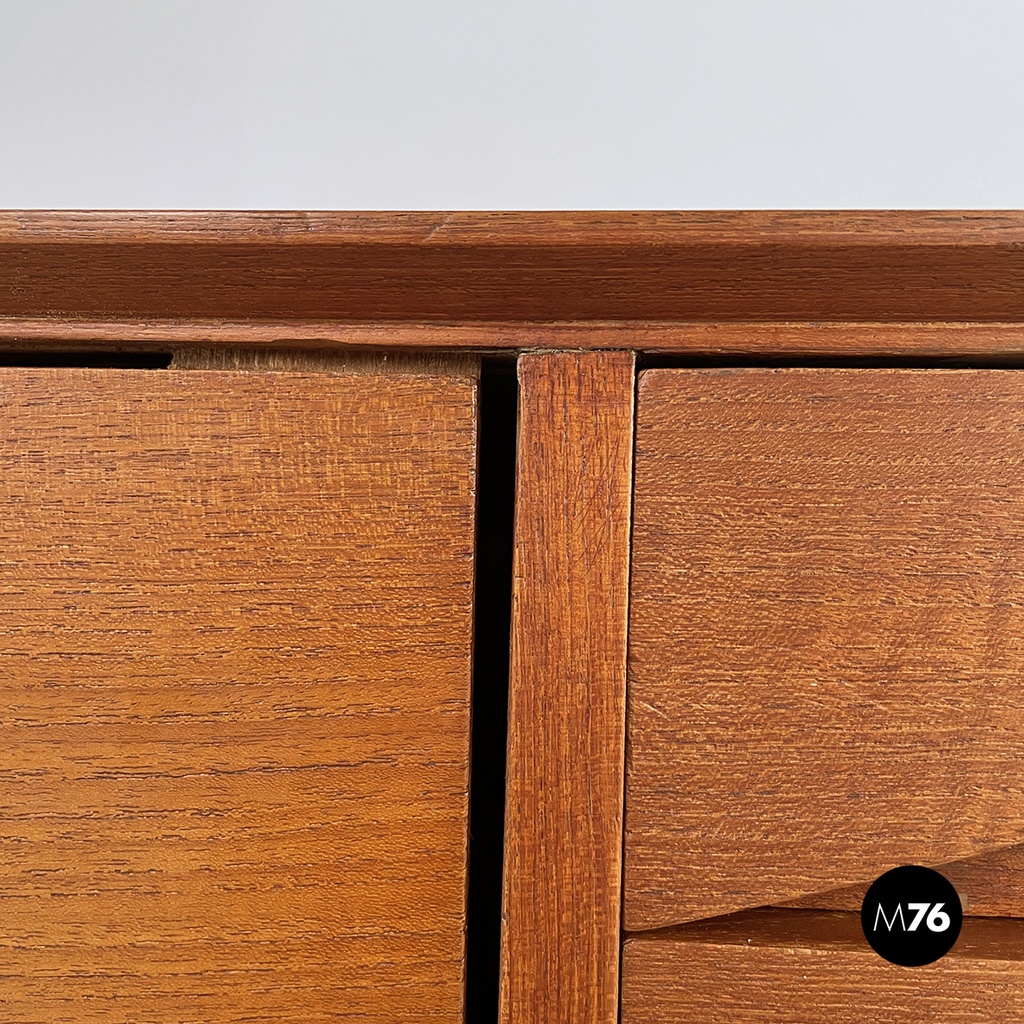 Italian mid-century modern Wooden sideboard with drawers and sliding doors 1960s