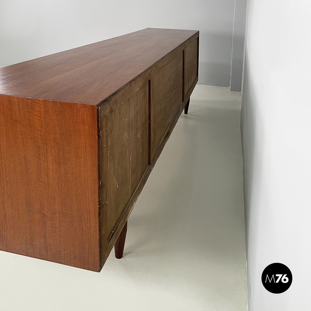 Italian mid-century modern Wooden sideboard with drawers and sliding doors 1960s