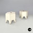 French modern hexagonal white wooden coffee tables by Roche Bobois, 1980s