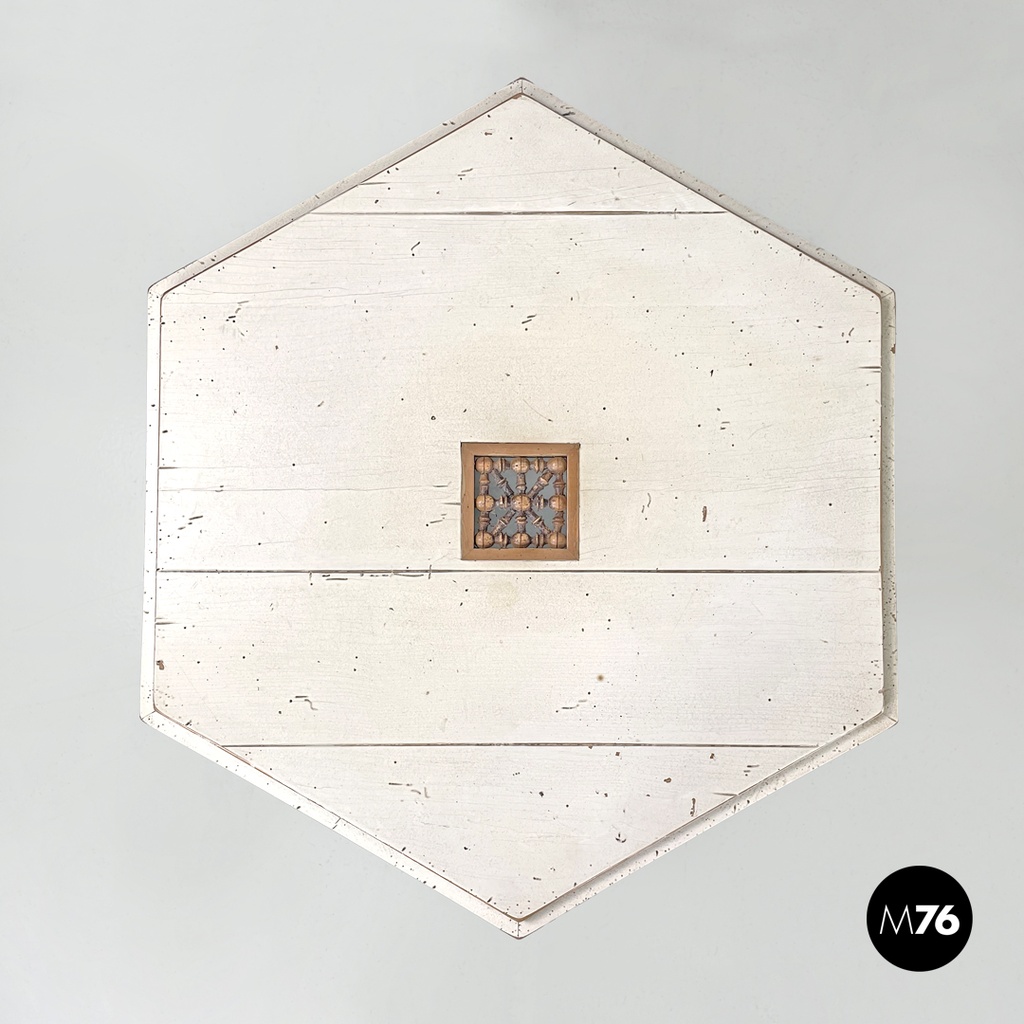 French modern hexagonal white wooden coffee tables by Roche Bobois, 1980s