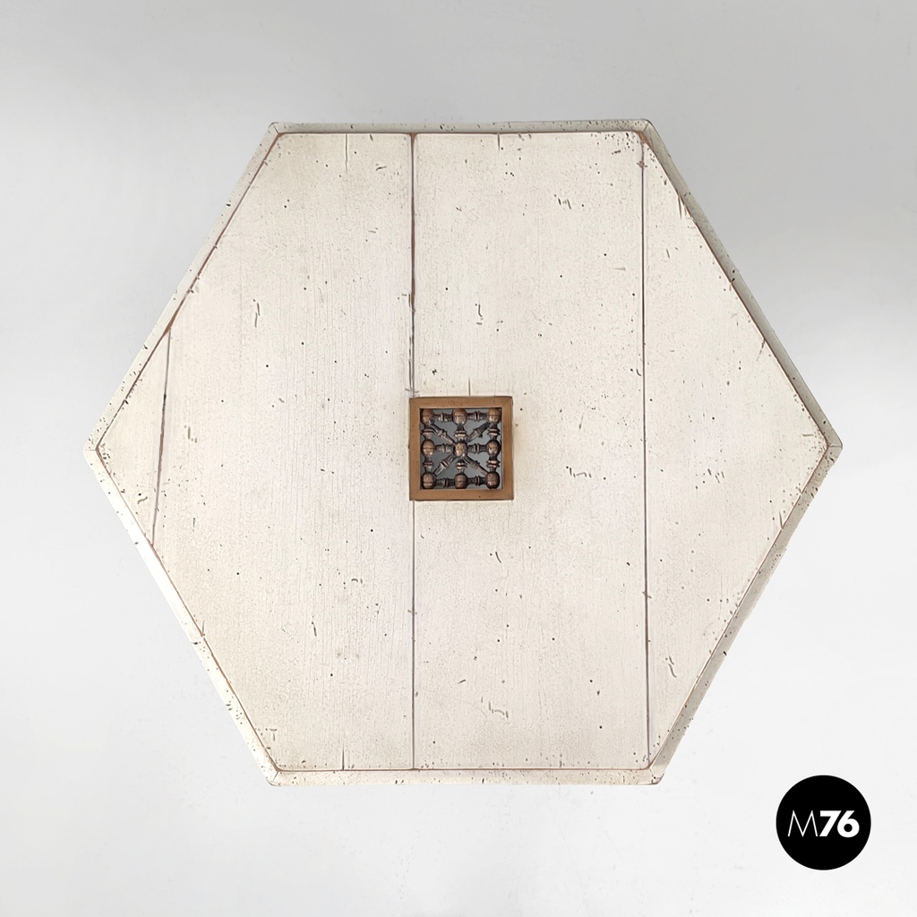 French modern hexagonal white wooden coffee tables by Roche Bobois, 1980s