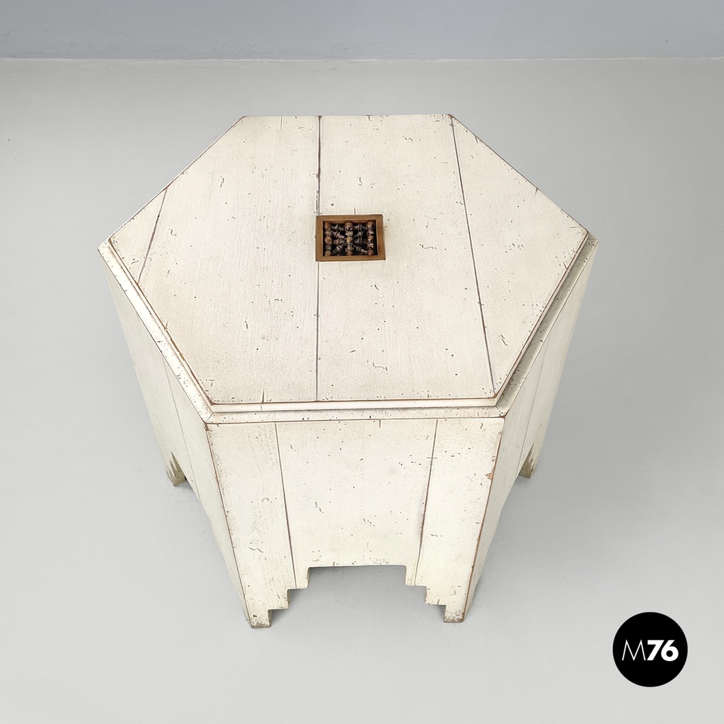 French modern hexagonal white wooden coffee tables by Roche Bobois, 1980s