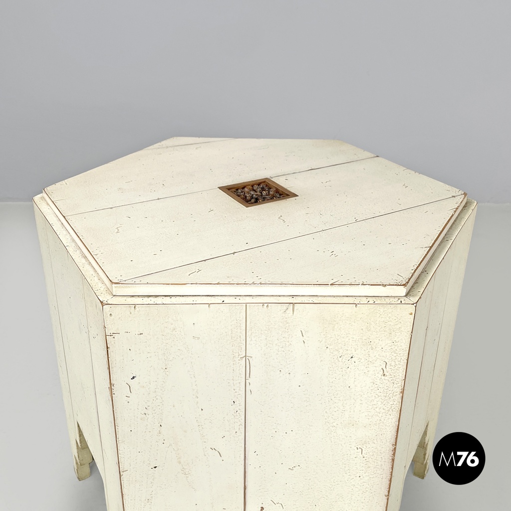 French modern hexagonal white wooden coffee tables by Roche Bobois, 1980s