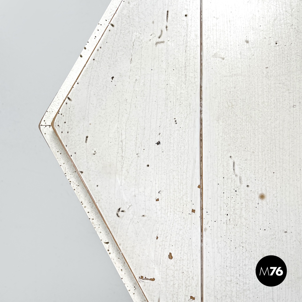 French modern hexagonal white wooden coffee tables by Roche Bobois, 1980s