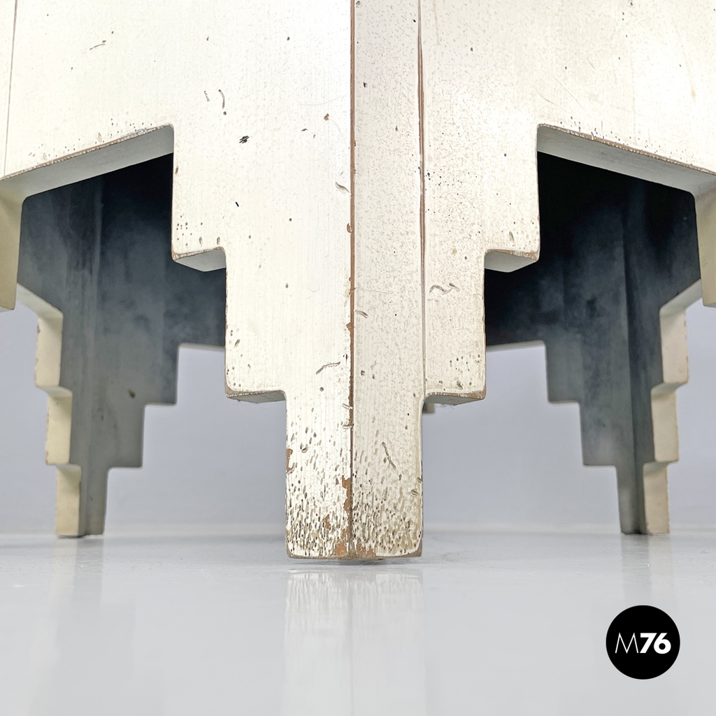 French modern hexagonal white wooden coffee tables by Roche Bobois, 1980s