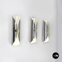 Italian modern chromed metal and white cylindrical wall lamps, 1970s