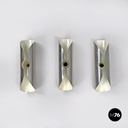 Italian modern chromed metal and white cylindrical wall lamps, 1970s