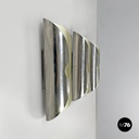 Italian modern chromed metal and white cylindrical wall lamps, 1970s