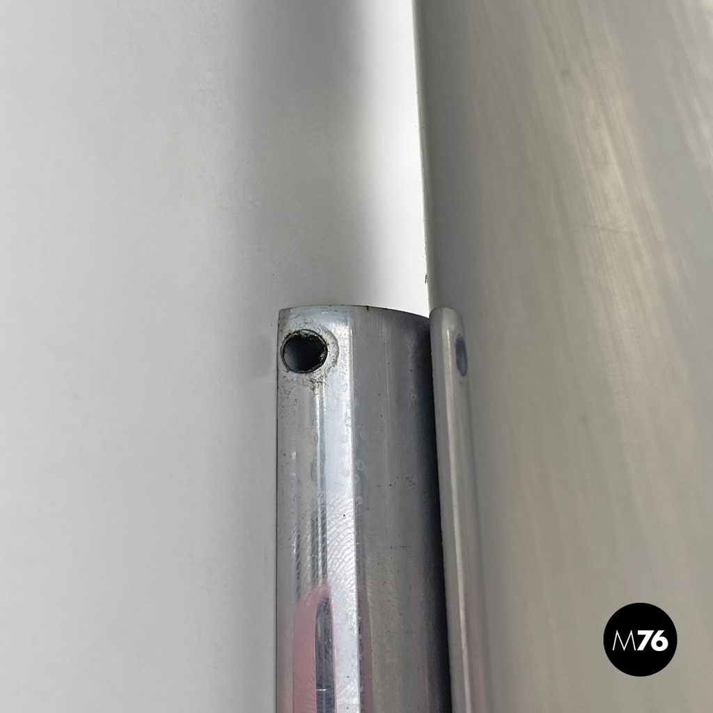 Italian modern chromed metal and white cylindrical wall lamps, 1970s