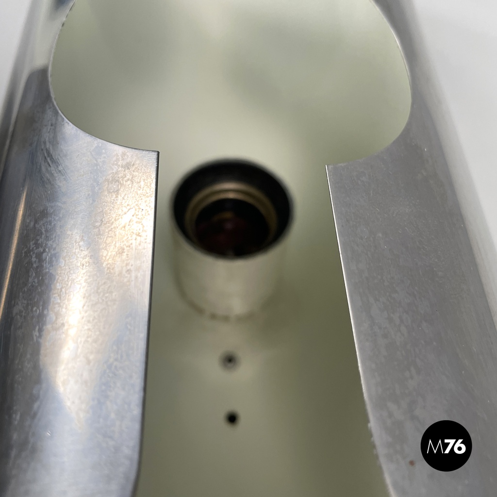 Italian modern chromed metal and white cylindrical wall lamps, 1970s