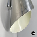 Italian modern chromed metal and white cylindrical wall lamps, 1970s