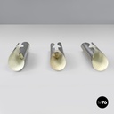 Italian modern chromed metal and white cylindrical wall lamps, 1970s