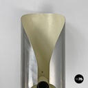 Italian modern chromed metal and white cylindrical wall lamps, 1970s