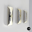 Italian modern chromed metal and white cylindrical wall lamps, 1970s