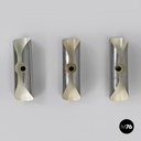 Italian modern chromed metal and white cylindrical wall lamps, 1970s