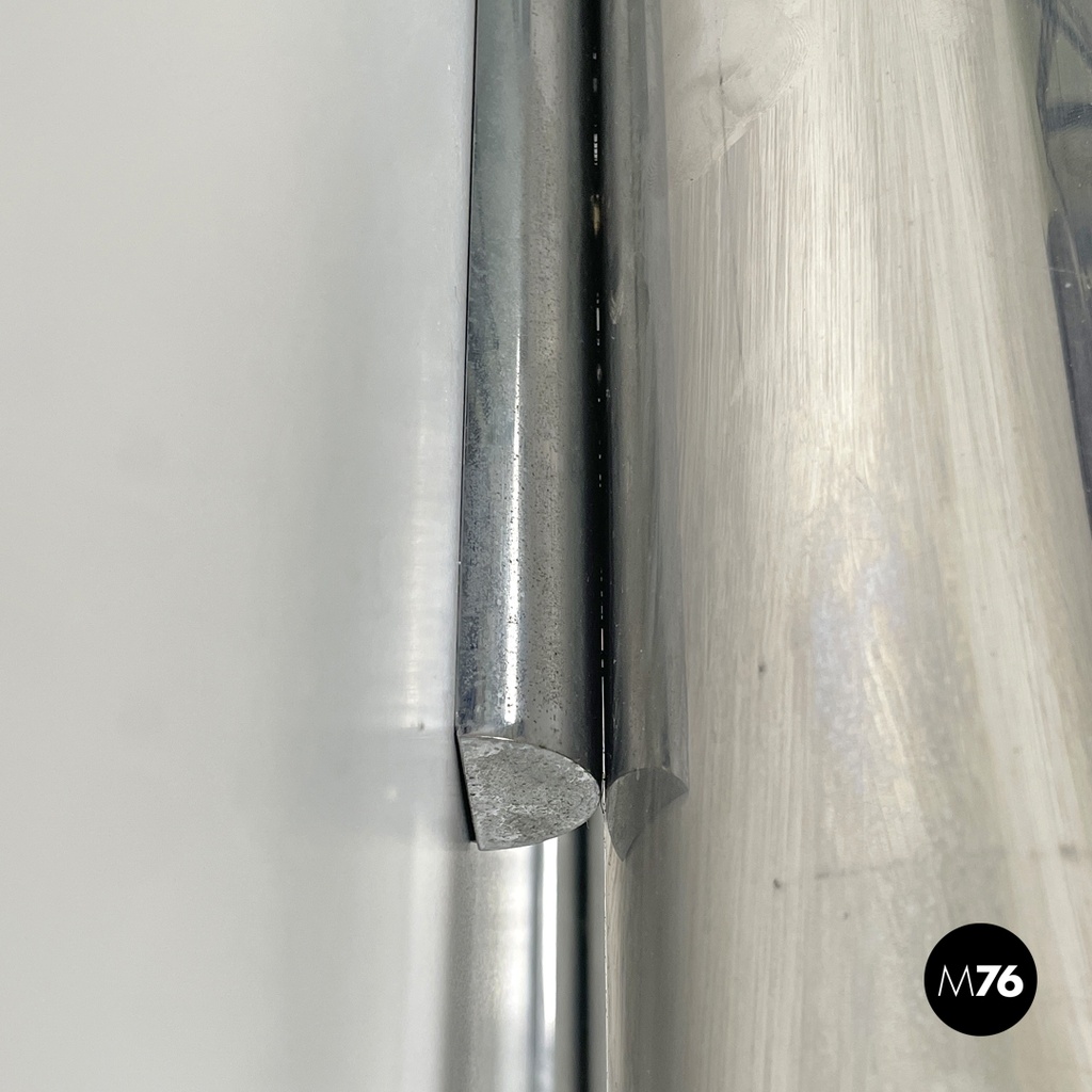 Italian modern chromed metal and white cylindrical wall lamps, 1970s