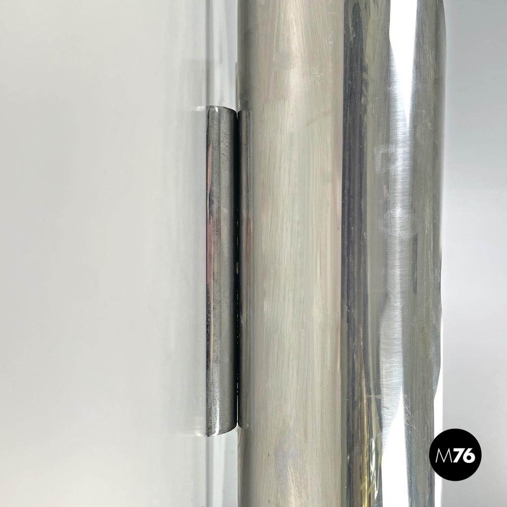 Italian modern chromed metal and white cylindrical wall lamps, 1970s
