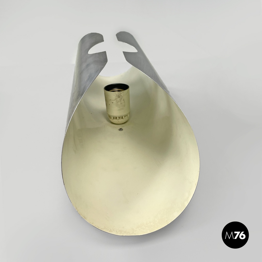 Italian modern chromed metal and white cylindrical wall lamps, 1970s