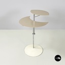 Italian modern Gray and white metal round coffee table with double shelf, 1990s