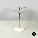 Italian modern Gray and white metal round coffee table with double shelf, 1990s