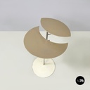Italian modern Gray and white metal round coffee table with double shelf, 1990s
