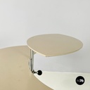 Italian modern Gray and white metal round coffee table with double shelf, 1990s